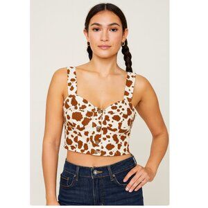 NWT Altar’d State Cow Print Snap Cropped Corset Size Medium